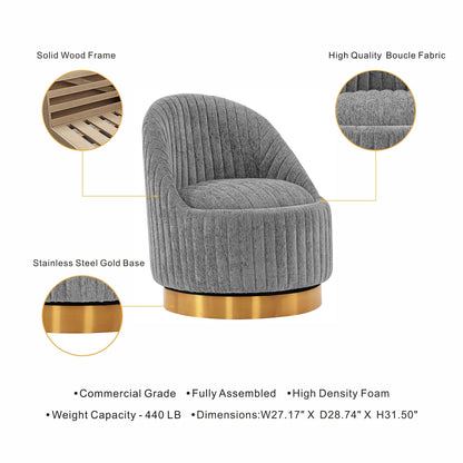 Pumpkin Swivel Chenille Accent Chair - Grey/Gold