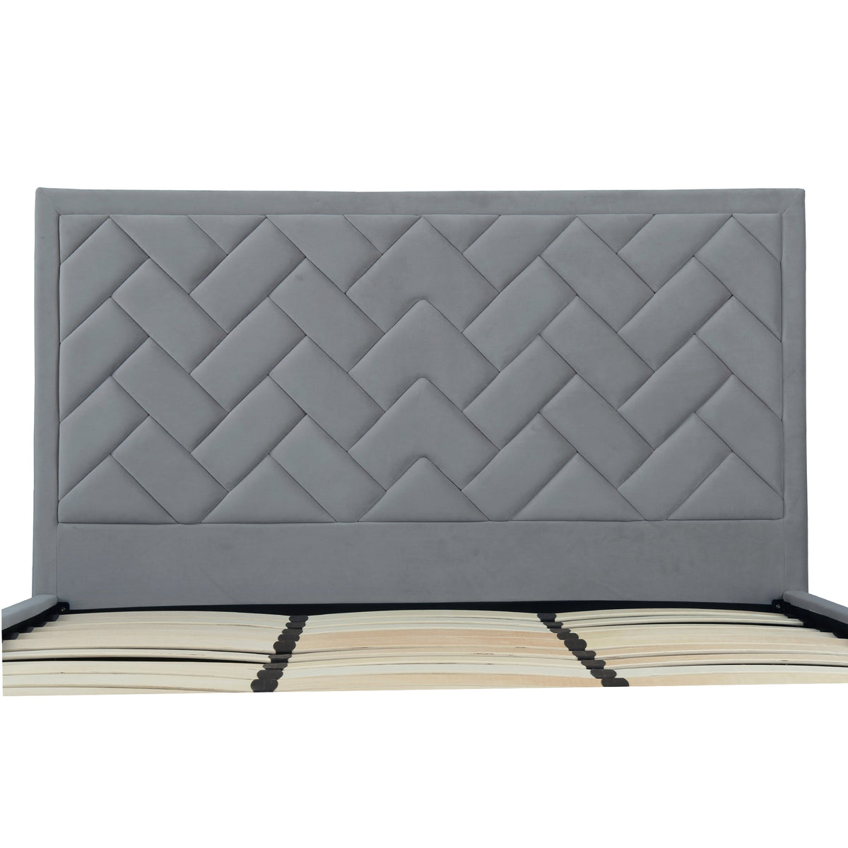 Gallagher Upholstered Velvet Platform Bed - Grey