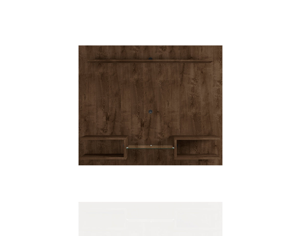 Augusta Modern Floating Shelved Entertainment Center - Rustic Brown