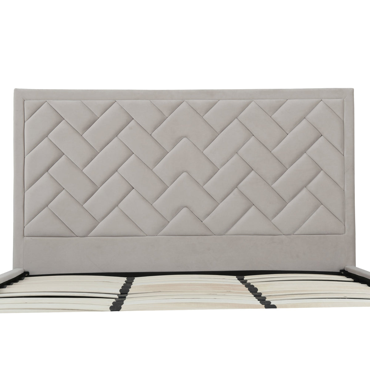 Gallagher Upholstered Velvet Platform Bed - Greige