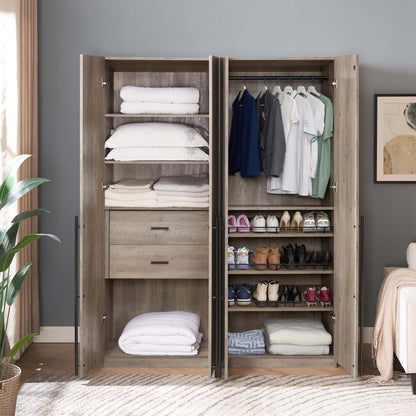 Genoa Modern 2-Piece Freestanding Wardrobe - Rustic Grey