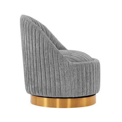 Pumpkin Swivel Chenille Accent Chair - Grey/Gold