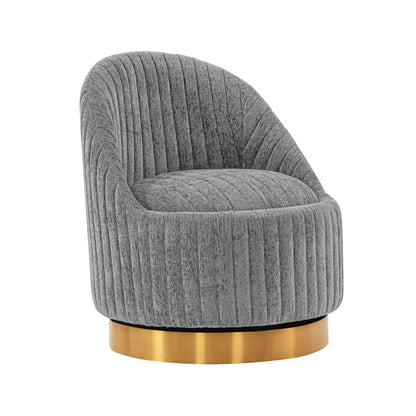 Pumpkin Swivel Chenille Accent Chair - Grey/Gold