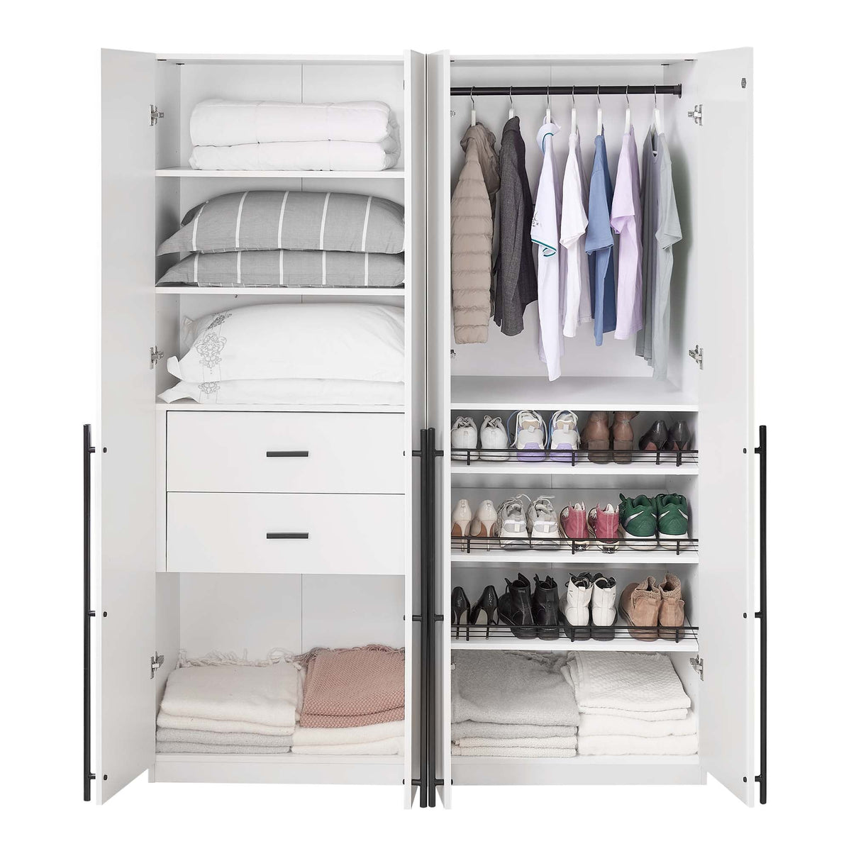 Genoa Modern 2-Piece Freestanding Wardrobe - White