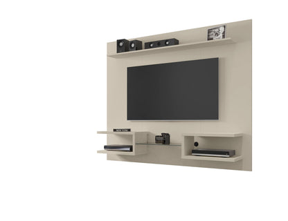 Augusta Modern Floating Shelved Entertainment Center - Beige/Cream Gloss