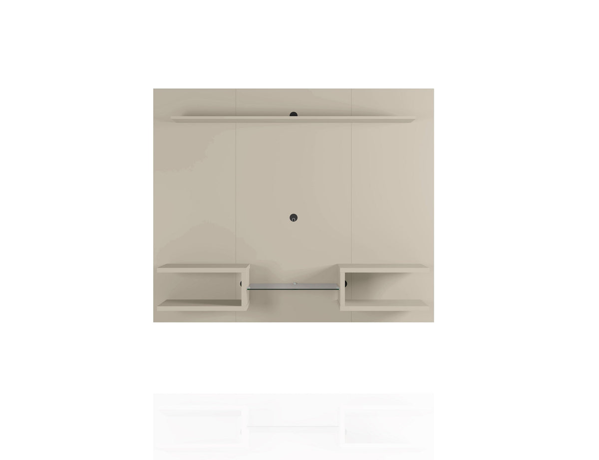 Augusta Modern Floating Shelved Entertainment Center - Beige/Cream Gloss