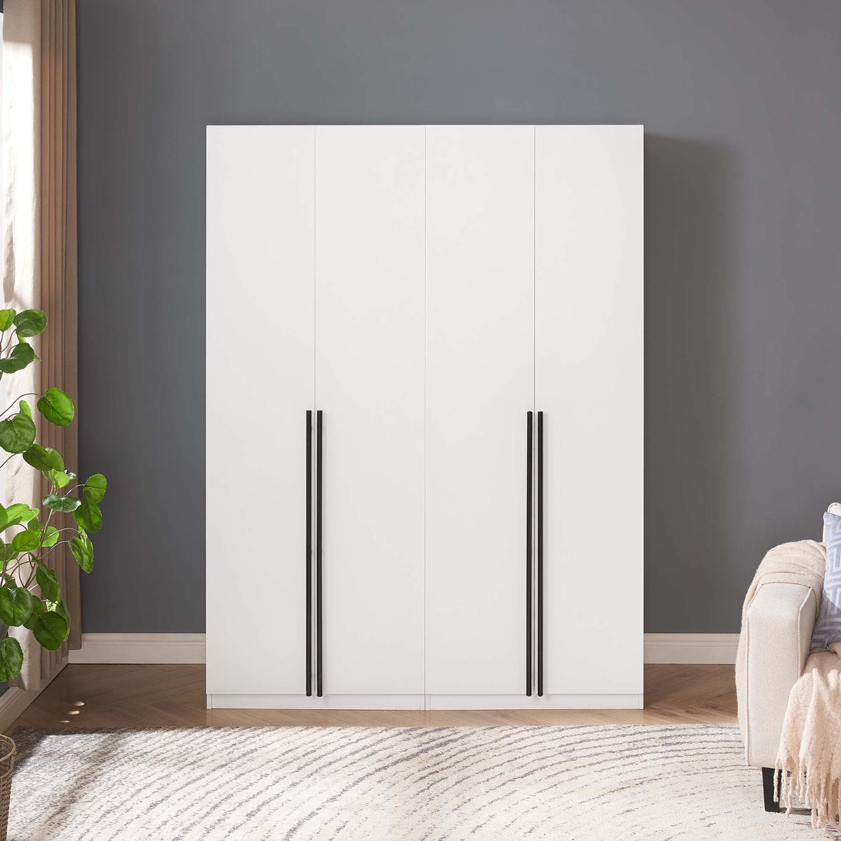Genoa Modern 2-Piece Freestanding Wardrobe - White