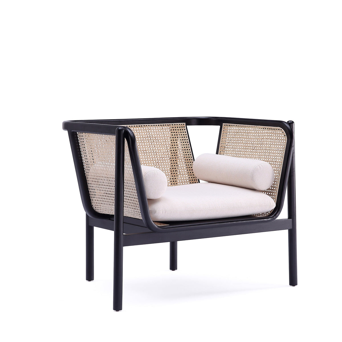 Tulum Natural Cane Accent Chair - Black/Cream