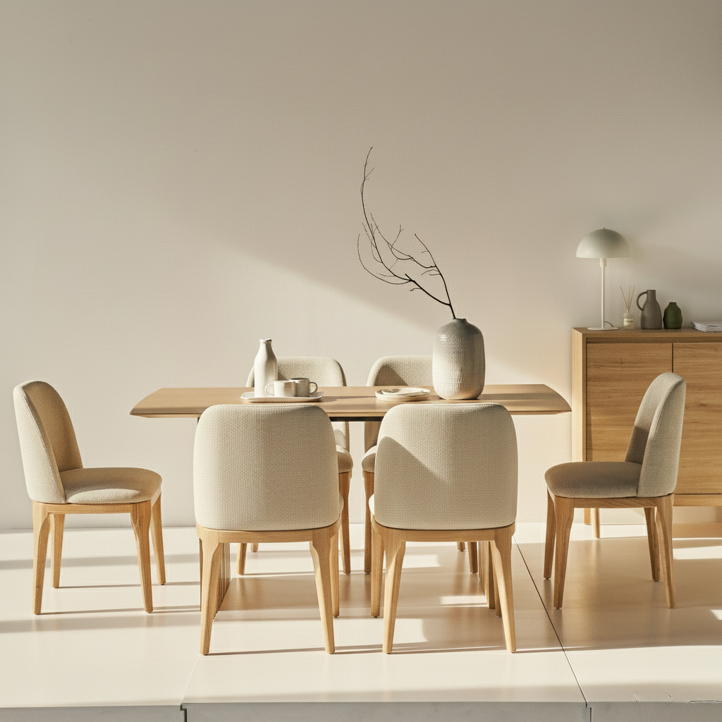 Plank Natural Rubberwood 6-8 Person Dining Set