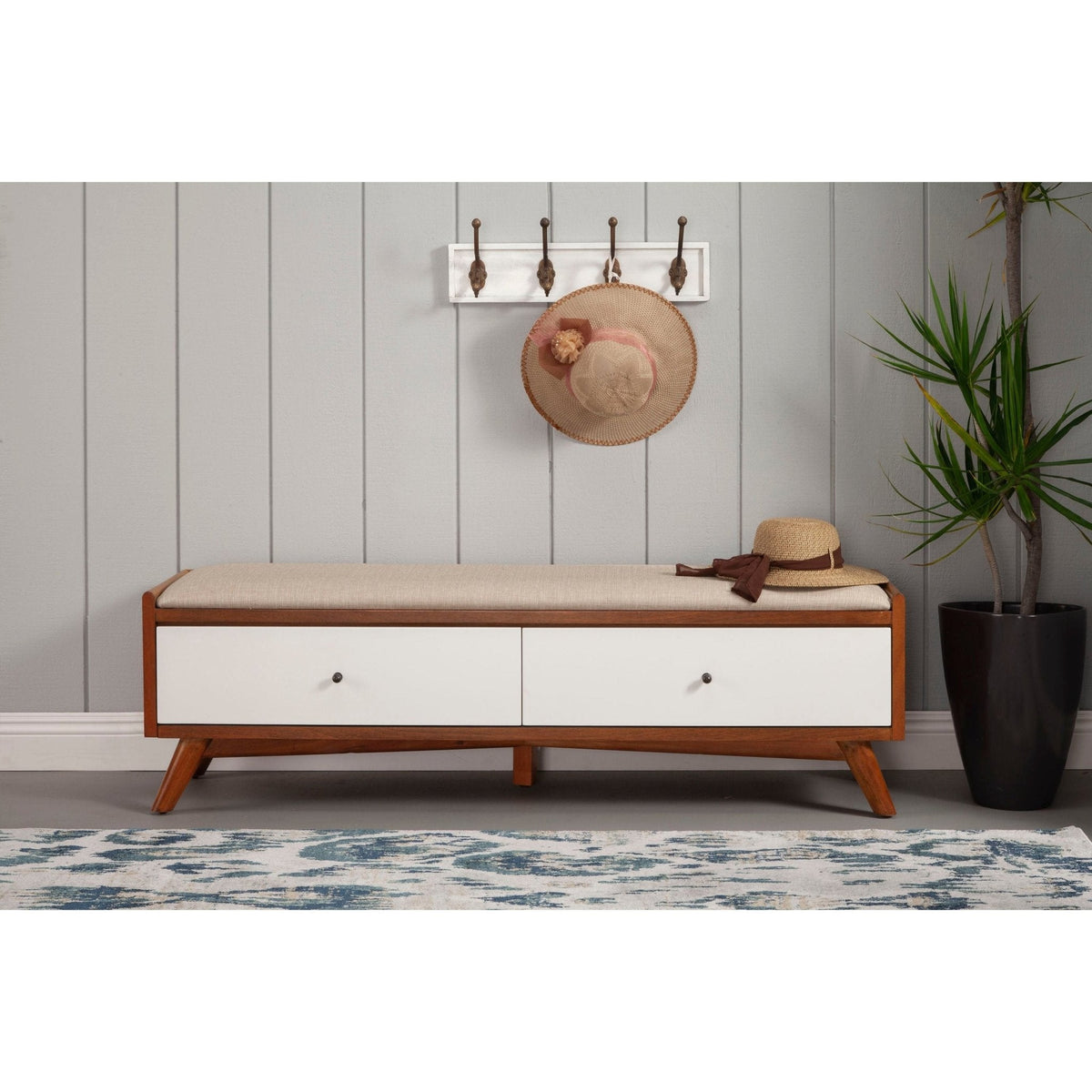 Flynn Bench, Chestnut/White