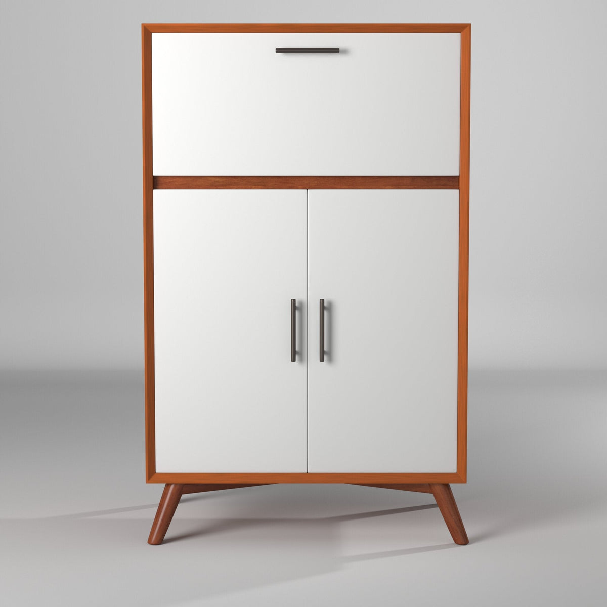 Flynn Large Bar Cabinet, Chestnut/White
