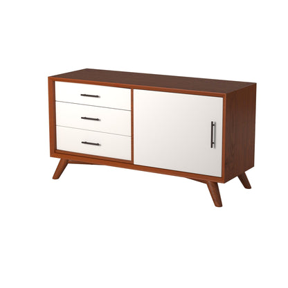 Flynn Small TV Console, Chestnut/White