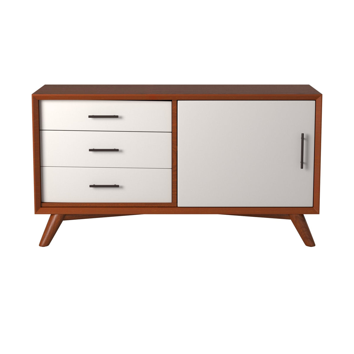 Flynn Small TV Console, Chestnut/White