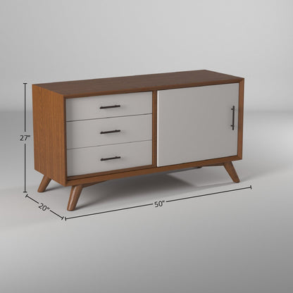 Flynn Small TV Console, Chestnut/White
