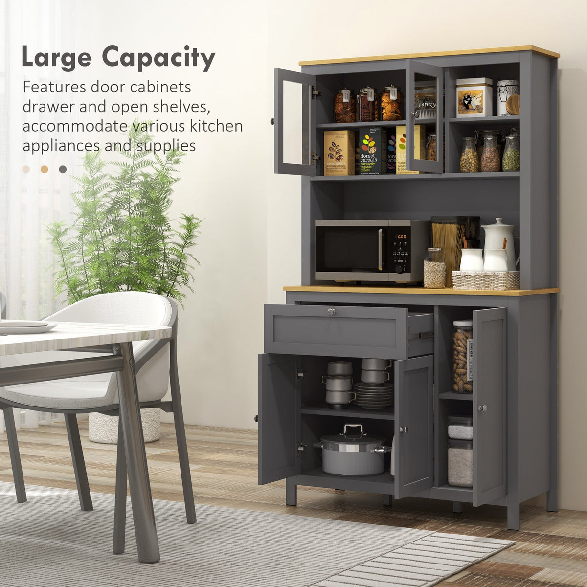 Brooks 71" 5-Door Kitchen/Storage Cabinet with Adjustable Shelves-Grey