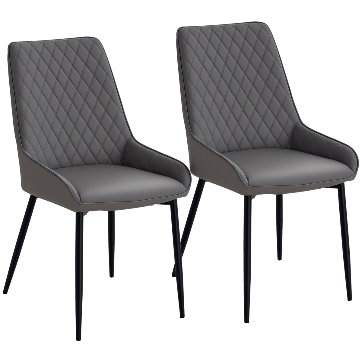 Blake Modern Dining Chairs Set of 2 with Diamond Tufting and Steel Legs-Grey