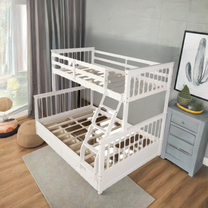 ARDYNAMIC Single Over Double Convertible Bunk Bed with Drawers