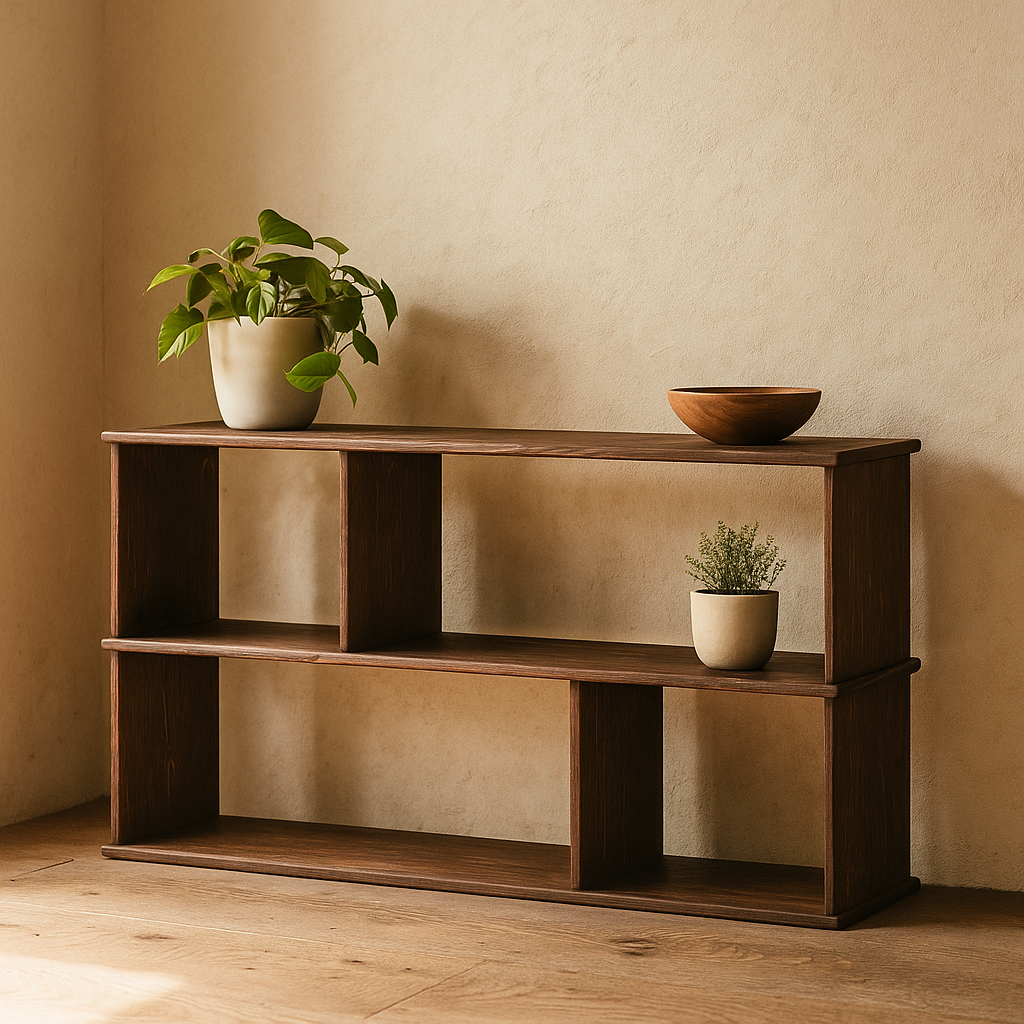 Horizontal bookshelf in walnut