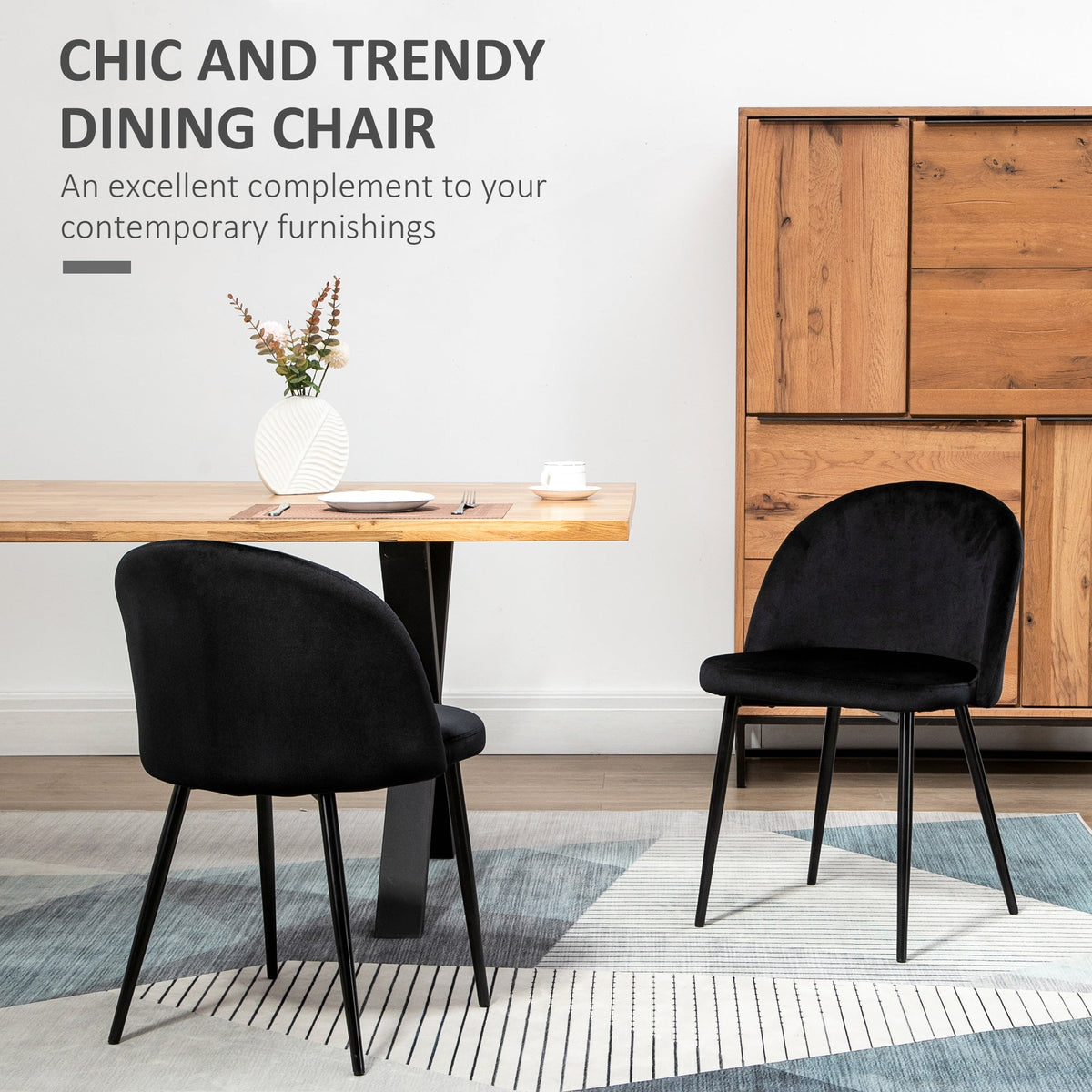 Dylan Set of 2 Mid-Back Dining Chairs-Black