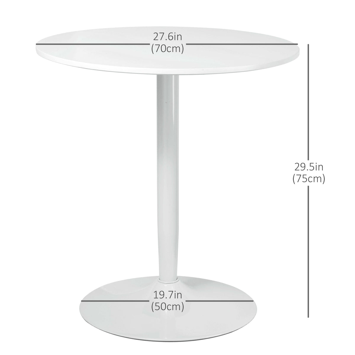 Jan Modern Round Dining Table with Steel Base for Small Spaces-White