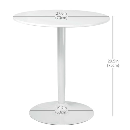 Jan Modern Round Dining Table with Steel Base for Small Spaces-White