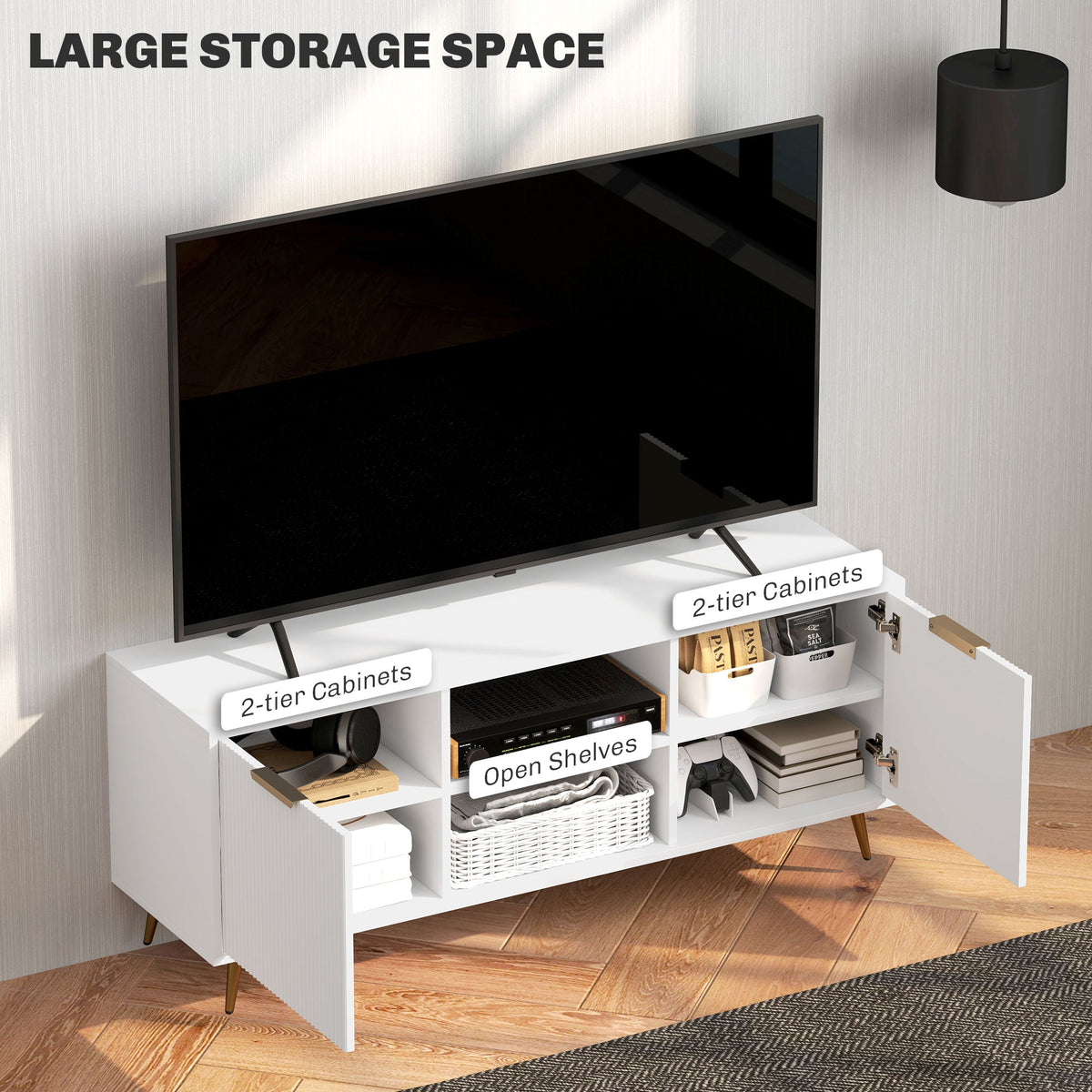 Collins Modern TV Stand for up to 55 Inch TVs-White