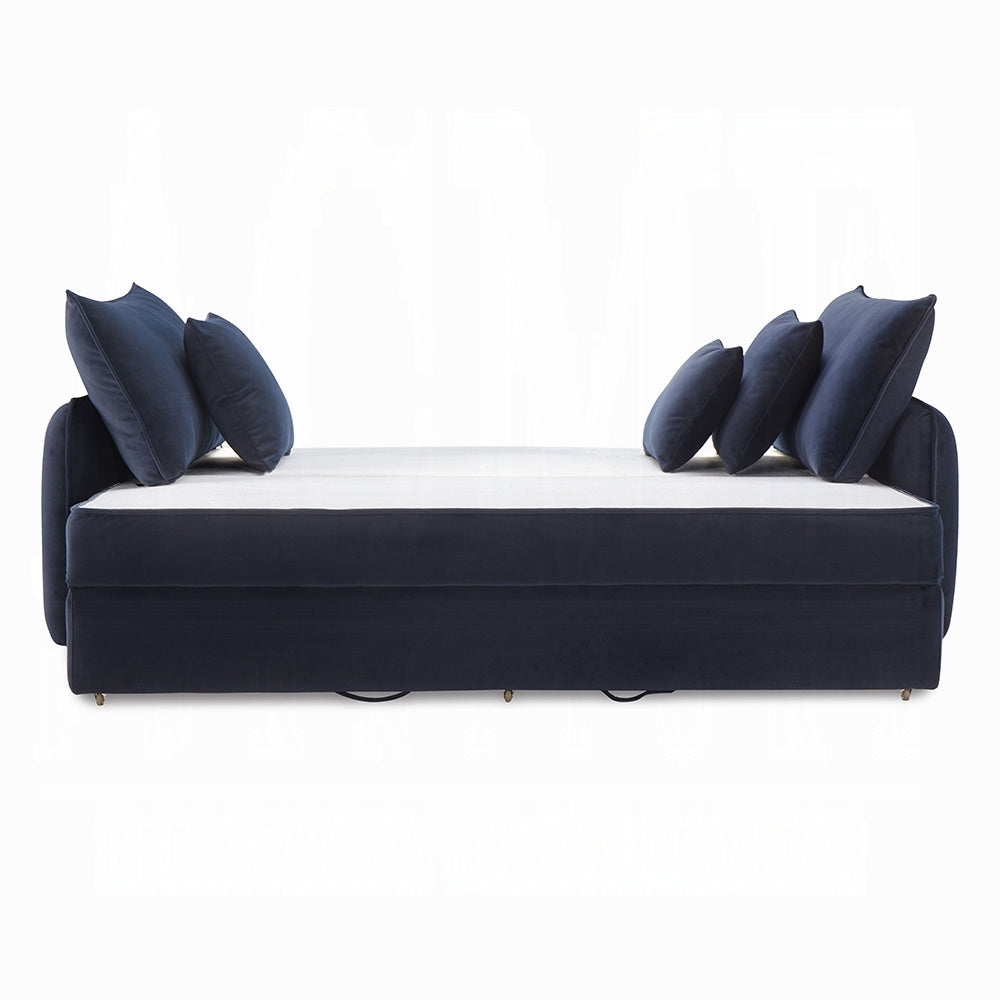 Bica Velvet Condo Size Sleeper Sofa w/Storage - Navy Blue