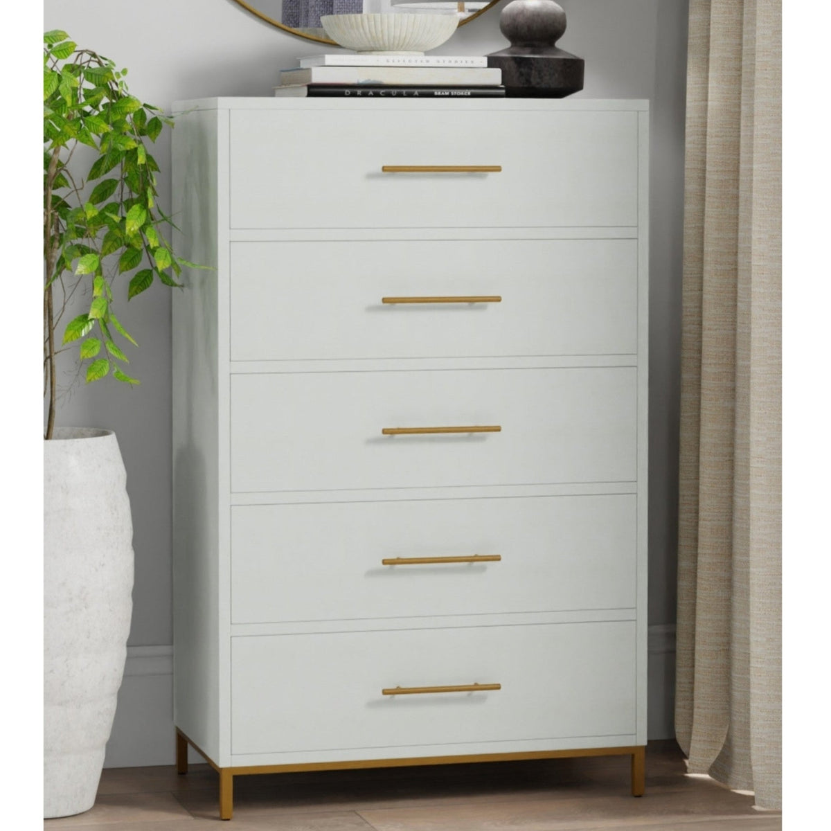 Madelyn Five Drawer Chest, White