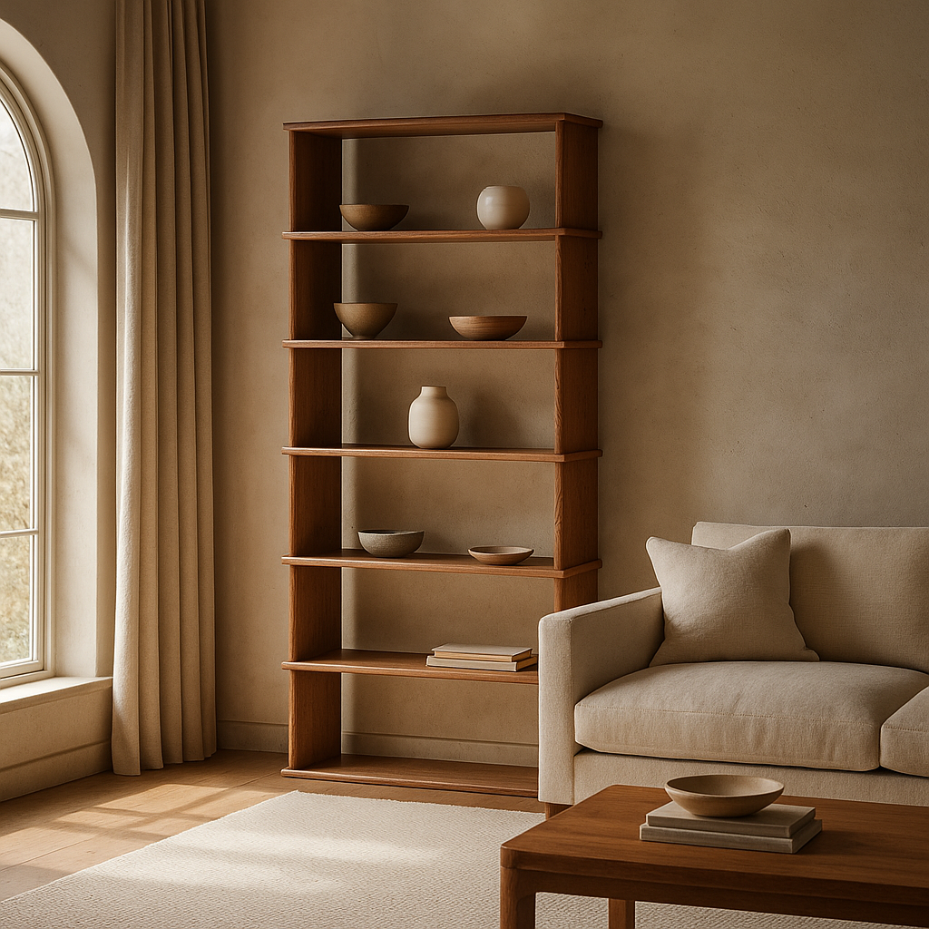 6 shelf bookcase in red oak