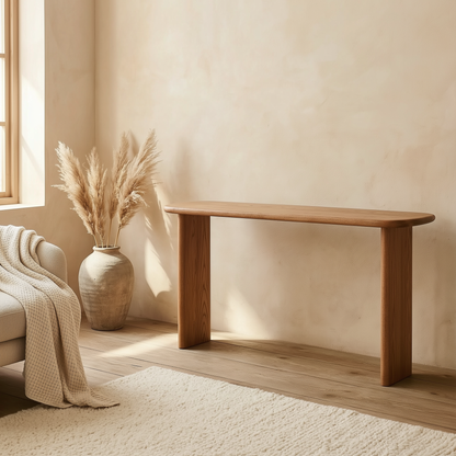 60 Inch Console Table in Red Oak