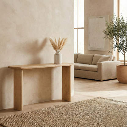 60 Inch Console Table in White Oak