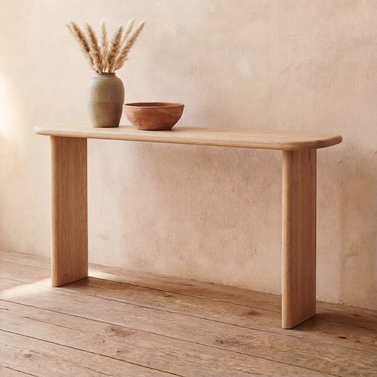 60 Inch Console Table in White Oak