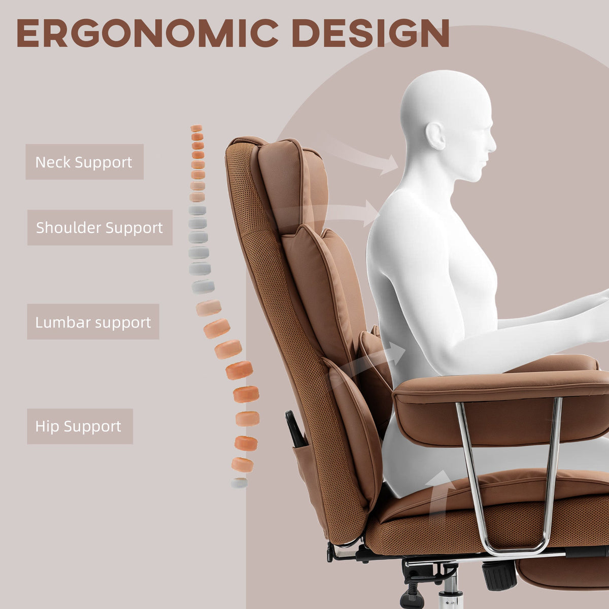 Matteo Executive Office Chair with 6 Points Massage-Brown