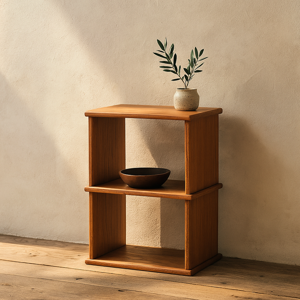 Nightstand bookshelf in red oak