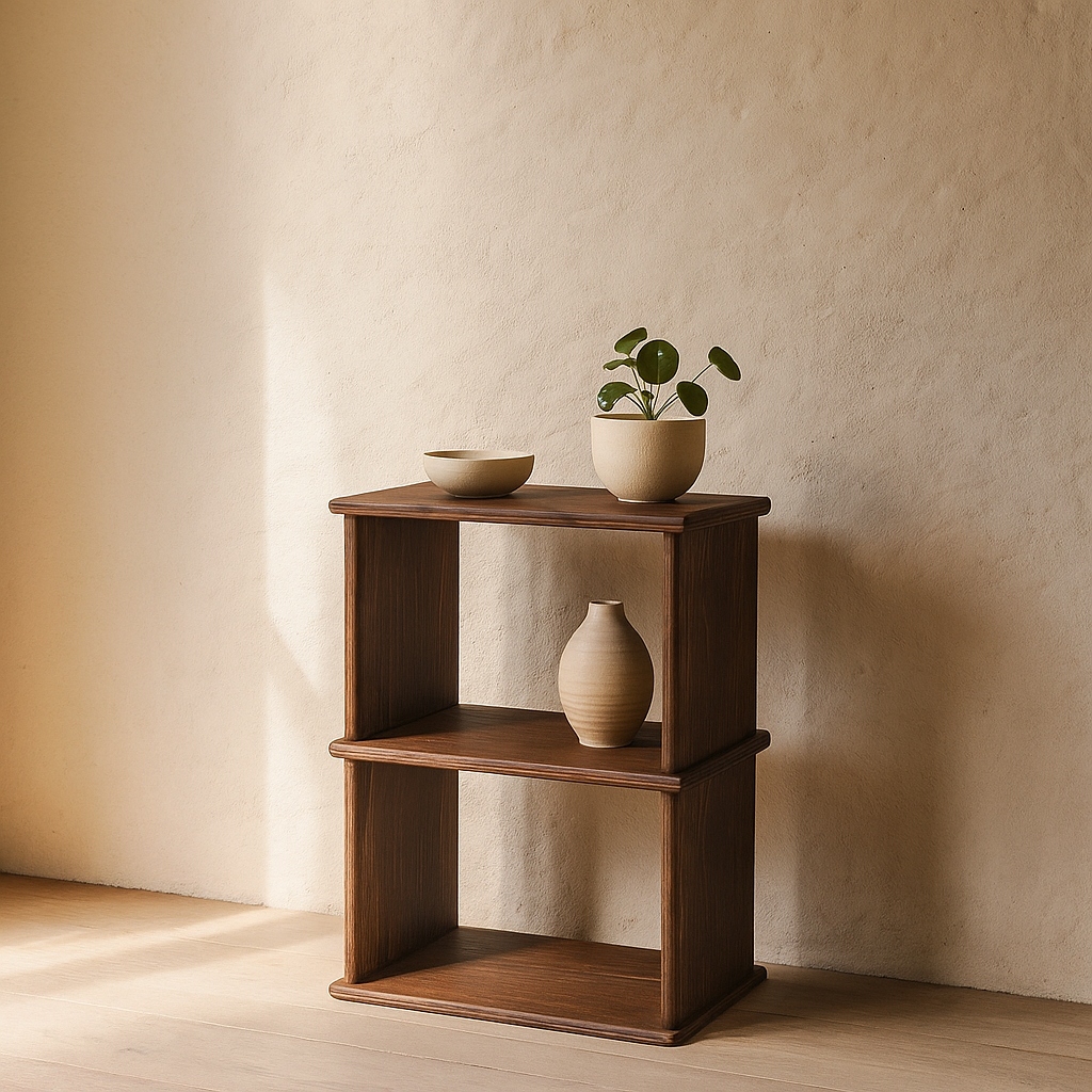 Nightstand bookshelf in walnut