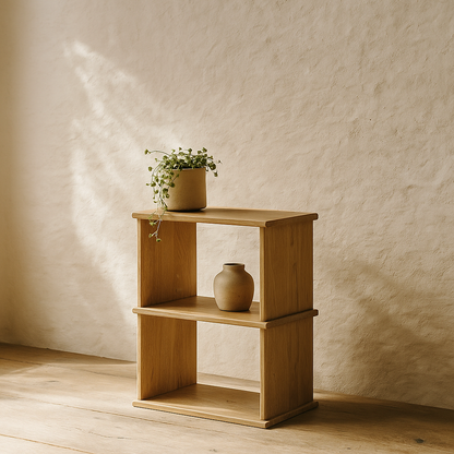 Nightstand bookshelf in white oak