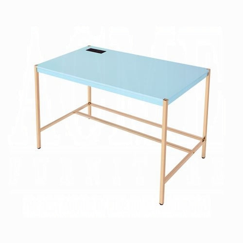 Lunar Elegant Multi-Purpose Desk w/USB Port - Aqua/Gold