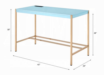 Lunar Elegant Multi-Purpose Desk w/USB Port - Aqua/Gold