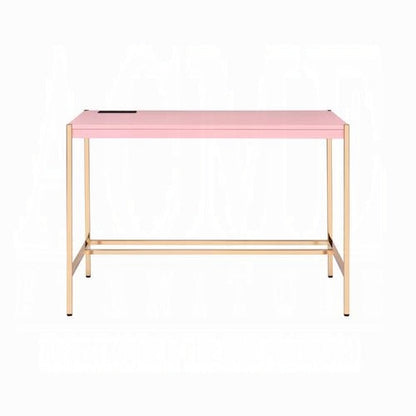 Lunar Elegant Multi-Purpose Desk w/USB Port - Pink/Gold