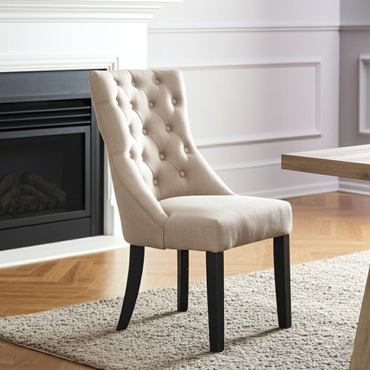 Prairie Upholstered Side Chairs, Cream Linen (Set of 2 Chairs)
