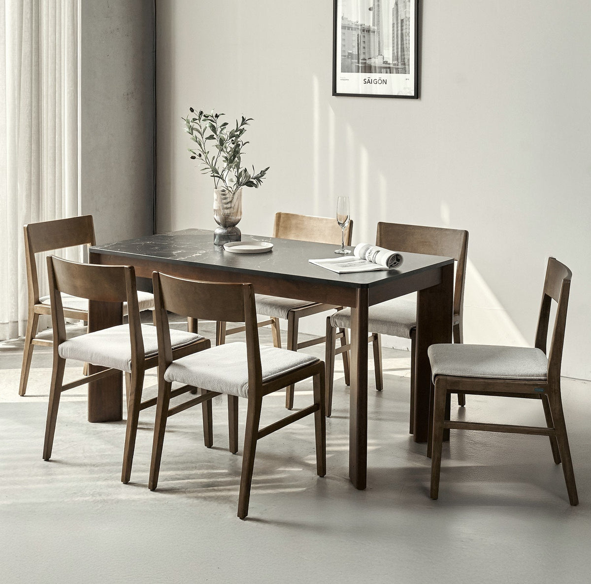 Scania Stone Dining Table Set