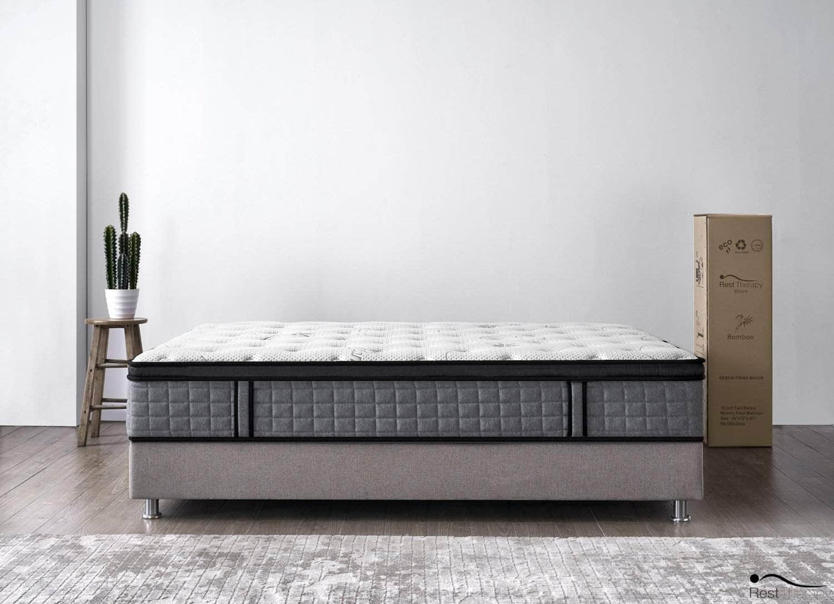 12 Inch Bliss Bamboo Hybrid Pocket Coil Mattress with Cool Gel Memory Foam - Available in 3 Sizes