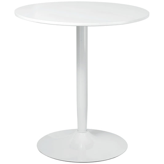 Jan Modern Round Dining Table with Steel Base for Small Spaces-White