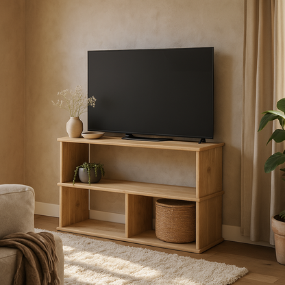 40 Inch Bookshelf TV Stand in White Oak