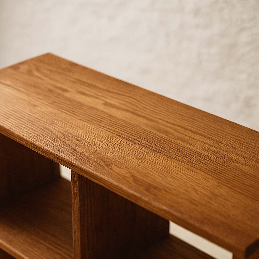 Console bookcase in red oak