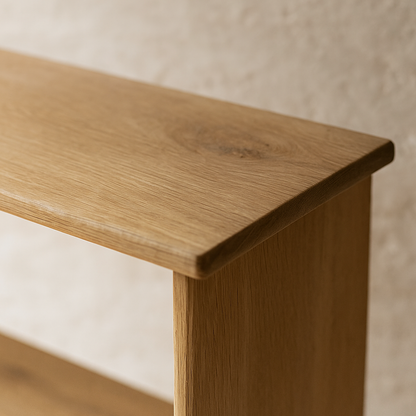 Console bookcase in white oak