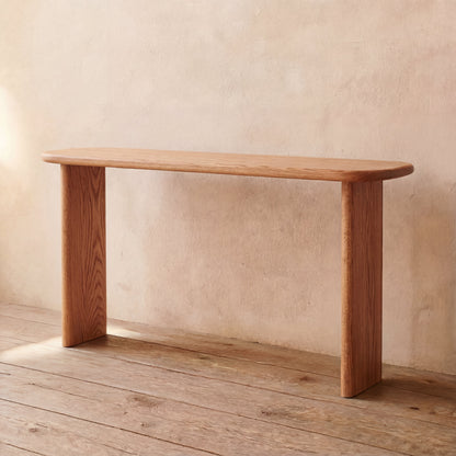 60 Inch Console Table in Red Oak