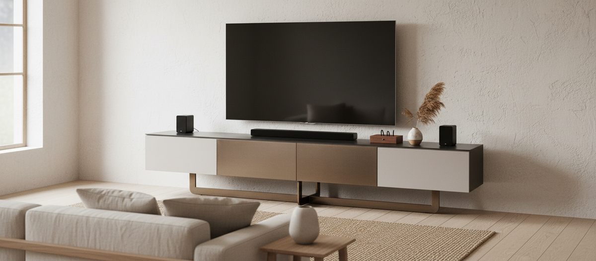 Drammen Brushed Metal Media Console