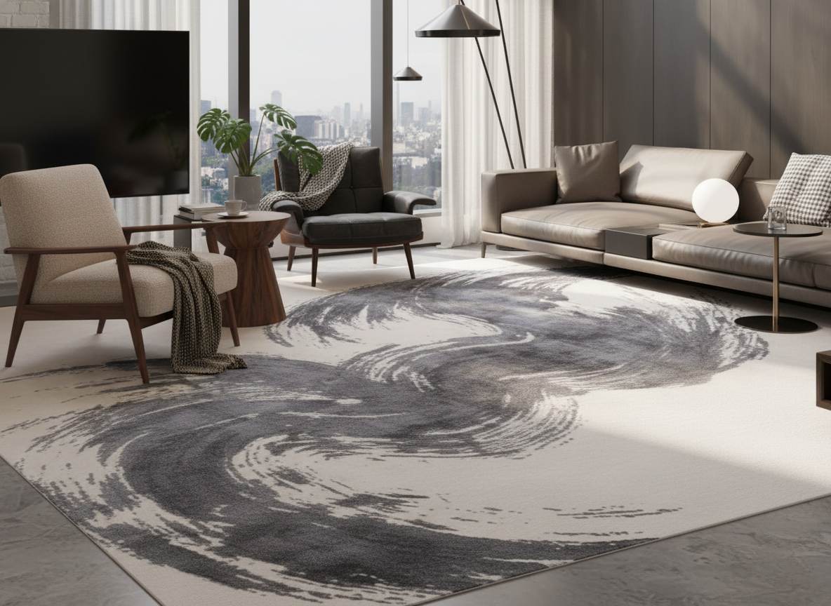 Calligraphy Brushstroke Modern Carpet