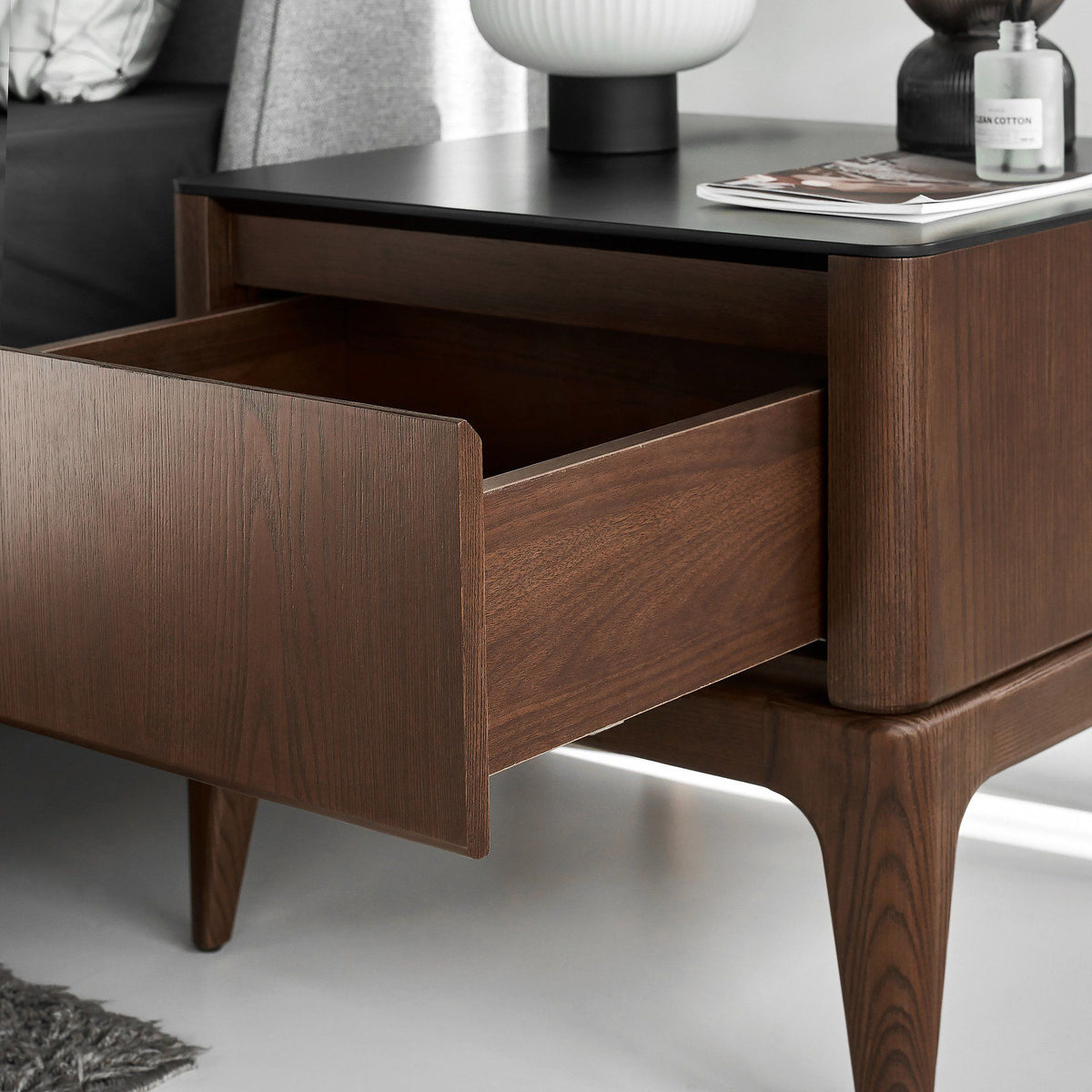 Scarlet Modern Ash Wood Nightstand
